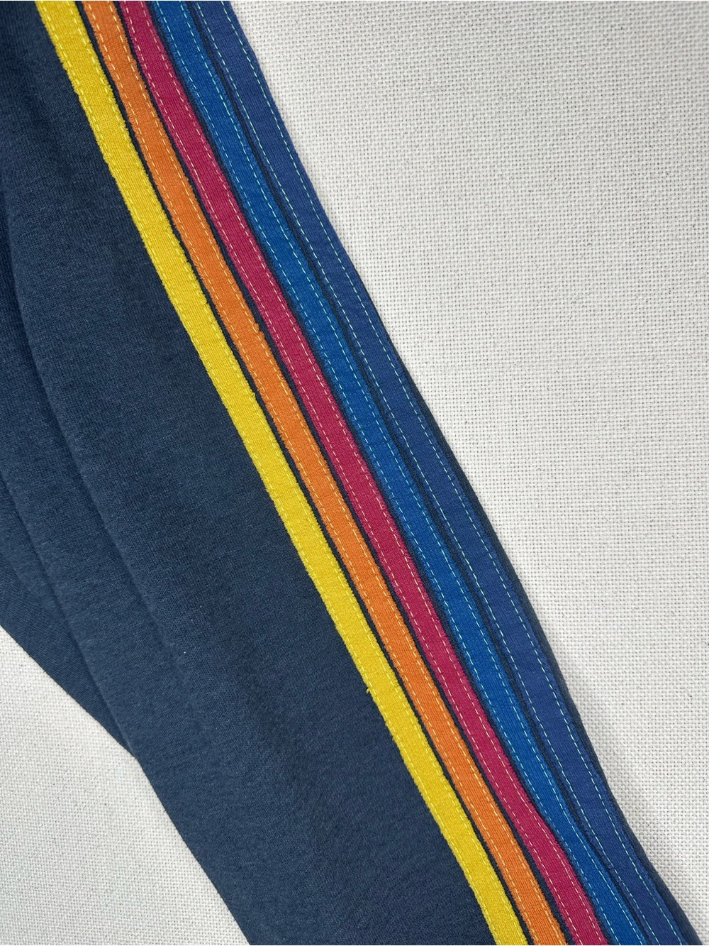 Aviator Nation Navy 5 Stripe Rainbow Sweatpants Joggers Comfy Loungewear Small - Picture 8 of 8